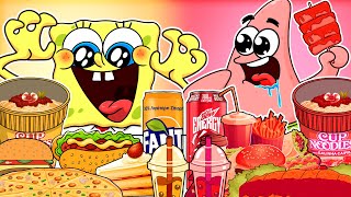 Download lagu Pink Vs Yellow! Eating Emoji Foods challenge Mukbang! #Part 2 | Spongebob Animation Mukbang mp3