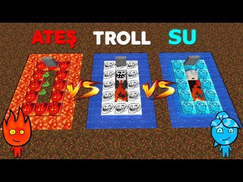 ATEŞ VS TROLL VS SU MEZAR ŞANS BLOKLARI - Minecraft