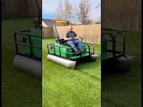 These pontoon boat riding lawn mowers look absolutely awesome! 🤣👏