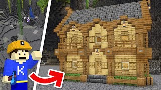 【マイクラ】洞窟に街づくり始めます！おしゃれな2階建ての家を作ってみた！Part26【洞窟開拓クラフト】
