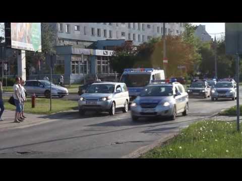 Eskorta kibiców Mazur Ełk na dworzec główny w Olsztynie