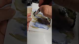 Paint a snowy mountain scene in 3 minutes! 🗻🌲 #art #painting