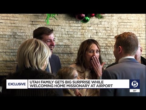 Utah missionary surprises family at airport with an unexpected family member