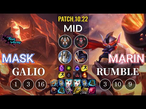 RNW Mask Galio vs MaRin Rumble Mid - KR Patch 10.22