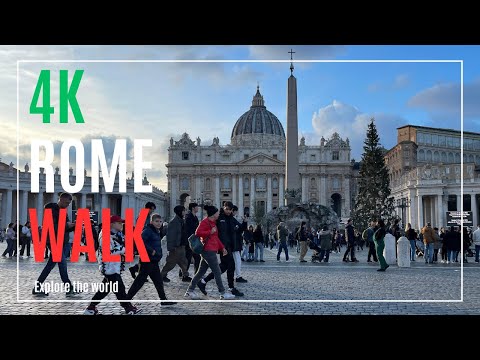 Italy 4K • Rome Walk - Piazza San Pietro, Piazza Papa Pio XII, Via della Conciliazione