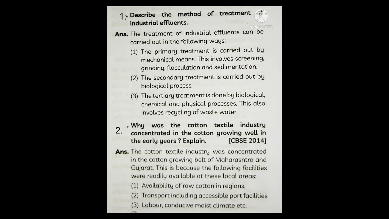 Important question of Chapter-Manufacturing Industries (Geography) Class 10