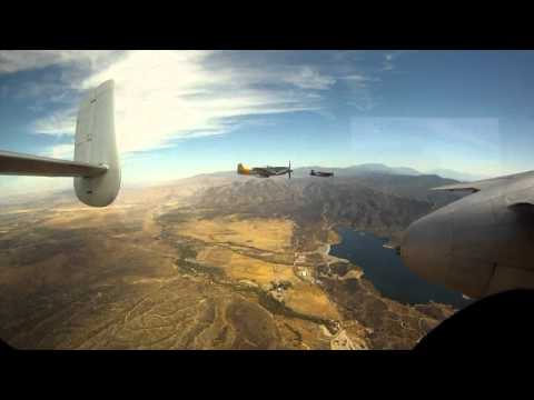 Warbirds in Formation P-38 P-40 P-51 F4U Apple Valley airshow and return flight to Chino