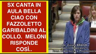 SX CANTA IN AULA BELLA CIAO CON FAZZOLETTO GARIBALDINI AL COLLO.  MELONI RISPONDE COSÌ..