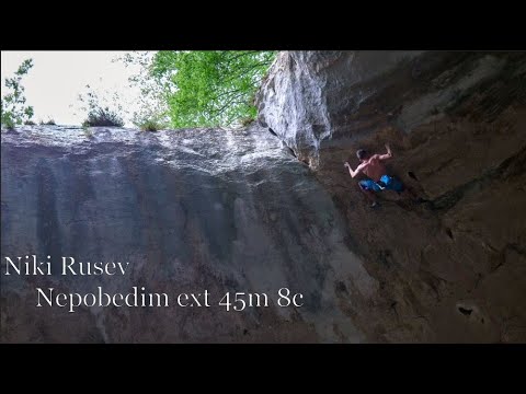 Niki Rusev climbs: Nepobedim 8c at Prohodna Cave Full Route