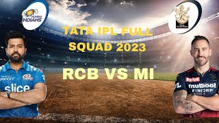 #TATA IPL FULL SQUAD RCB VS MI 2023 #🔴