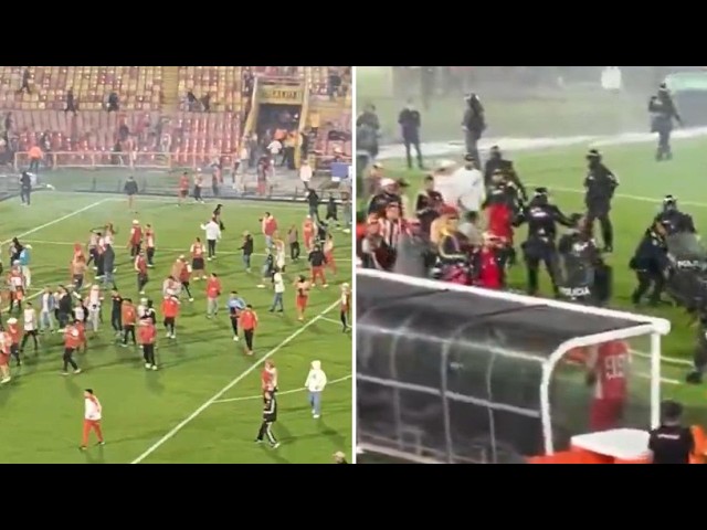 Batalla campal entre ultras interrumpe un partido de la liga colombiana