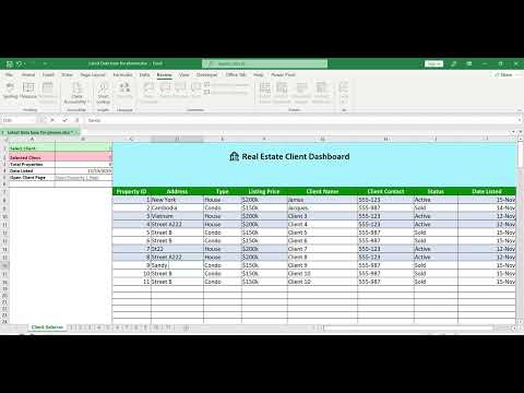 Excel Real Estate Database | Client Selector Demo (Sheets 1–10).mp4