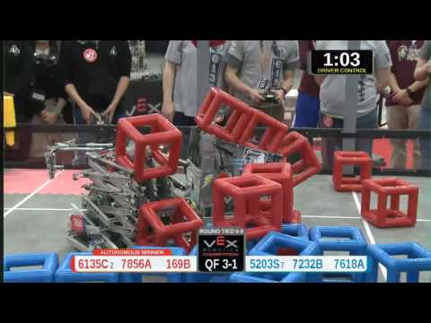 2015 VRC Tech QF3-1 - 6135C 7856A 169B vs 5203S 7232B 7618A - 96 to 74 - VEX Worlds 2015