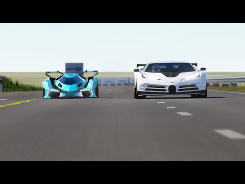 Lamborghini V12 Vision GT vs Bugatti Centodieci at Palanga Circuit