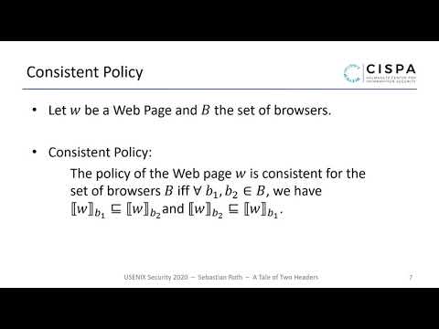 USENIX Security '20 - A Tale of Two Headers: A Formal Analysis of Inconsistent Click-Jacking...