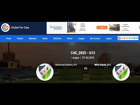 Cricket for Cure C4C 2025 U13 league BRSS Royals vs Richmond Strikers July 26, 2025 Leesburg, VA