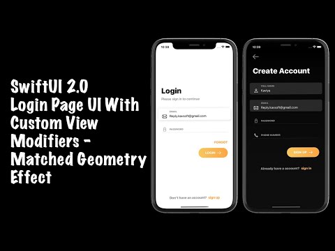 SwiftUI Login Page UI With Custom View Modifiers - Matched Geometry Effect - SwiftUI 2.0 Tutorials