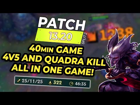 PATCH 13.20 | WON A 4v5 GAME WITH 25 KILLS AND QUADRA KILL | CHALLENGER RANK 1 SHACO WORLD