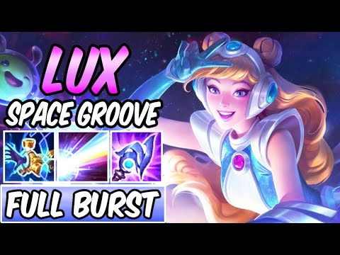 LUX SPACE GROOVE FULL AP MID GAMEPLAY - NEW AMAZING SKIN | Build & Runes | League of Legends
