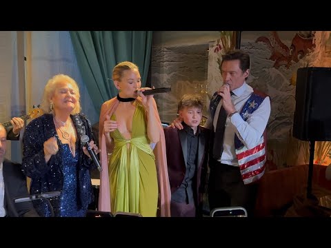 Hugh Jackman, Kate Hudson & Claire Sardina sing Neil Diamond’s songs from Song Sung Blue afterparty