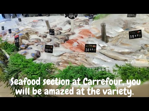 Seafood section at Carrefour, you will be amazed at the variety | Faqeehah Azmi