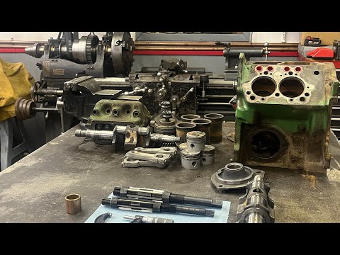 Machining New Main Bearings for a John Deere 70  Cranking Engine.