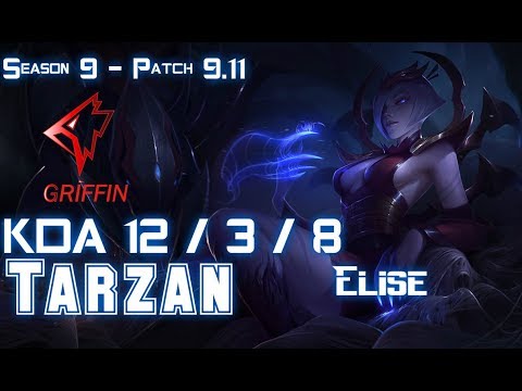 GRF Tarzan ELISE vs LEE SIN Jungle - Patch 9.11 KR Ranked