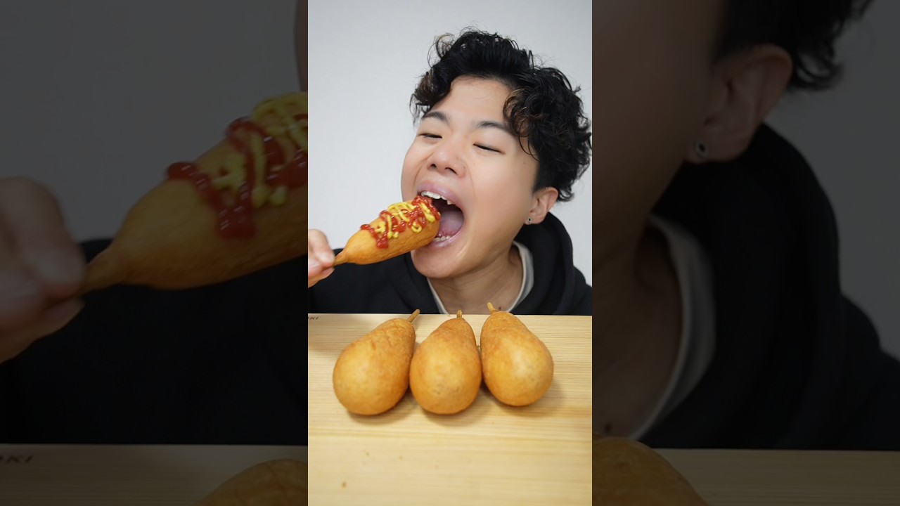 アメリカンドッグ食べ比べ！#asmr #mukbang #飯テロ