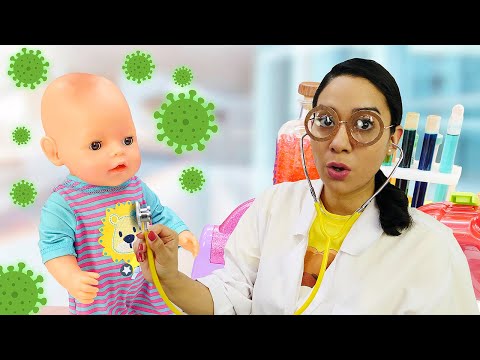 Spielspaß mit Puppen. Baby Born ist beim Arzt. Spielzeug Video für Kinder