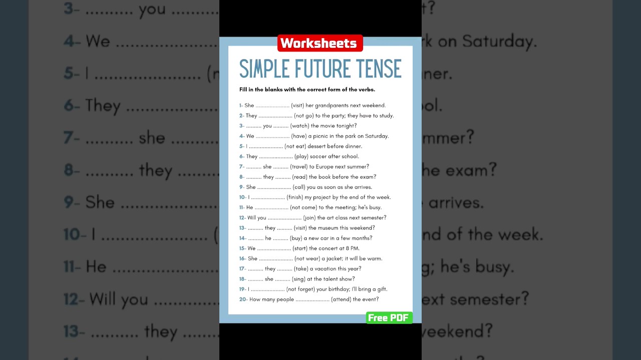 Future tense worksheets| Tenses worksheets #worksheets #english