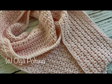 Easy Crochet Scarf, 2-Row Repeat, One Skein Project for Beginners