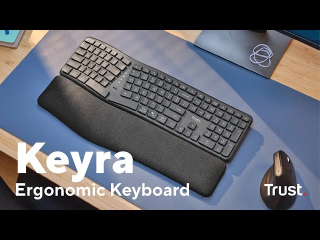 Teclado de membrana Trust Keyra Layout ES inalámbrico ergonómico multidispositivo negro video