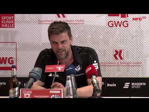 30. Spieltag: Hallescher FC - SV Wehen Wiesbaden | Pressekonferenz vor dem Spiel