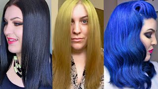 HAIR TRANSFORMATION!!! BOX-DYE BLACK to BLONDE to BLUE - The Healthy Way! (At Home)