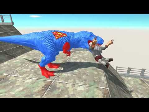 SUPERMAN T-REX DEATH FALL - Animal Revolt Battle Simulator