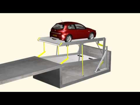 Parking mécanique à plateformes inclinées pour stationnement double niveau, faible profondeur de fosse et hauteur d'installation - Parklift 340_4