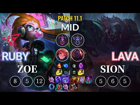 RW Ruby Zoe vs Lava Sion Mid - KR Patch 11.1