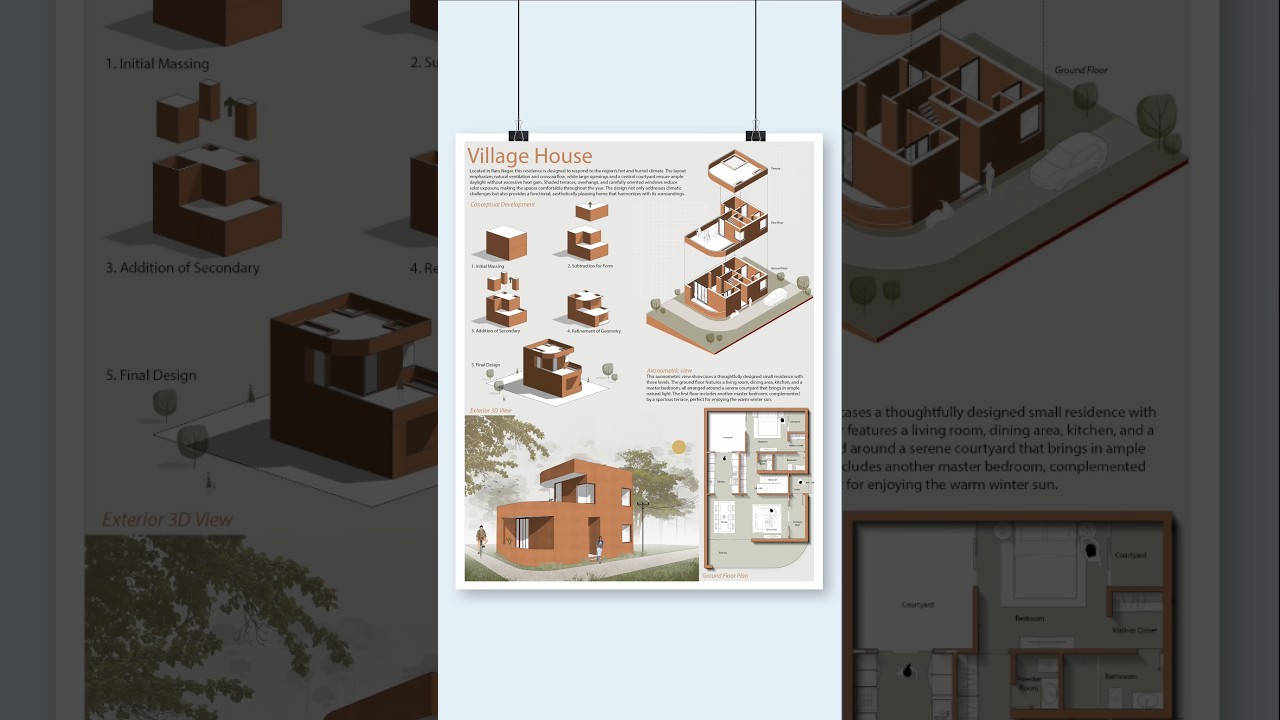 How to create architectural presentation board | Photoshop illustration & composition for Architects