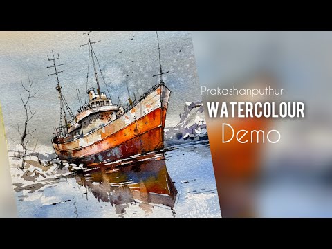 Ink pen with watercolor | very simple method of watercolor painting by Prakashanputhur
