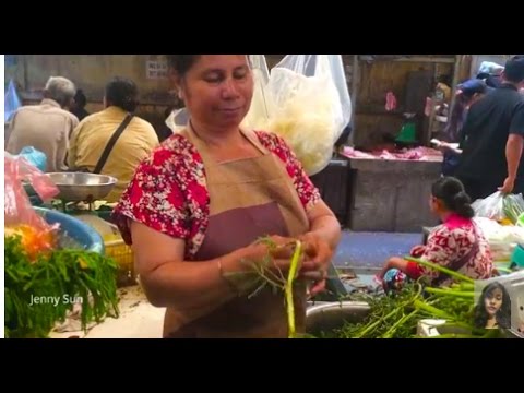 Asian Market Street Food, Natural Living In Cambodian Market, Daily Life In The Market
