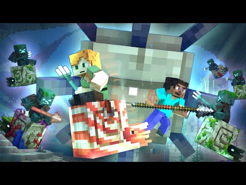 Nautilus Army vs Drowned Zombie Nautiluses | Alex and Steve Legends (Minecraft Animation Movie)