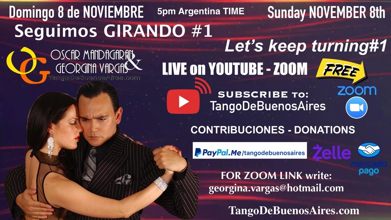 Tango GIROS 💪seguimos girando#1 More TURNS LIVE LESSON with Georgina Vargas Oscar Mandagaran