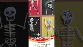 DIY Q-Tip Skeletons 💀🖤  A spooky, fun, and simple Halloween craft #craft #SpookyDIY #skeleton