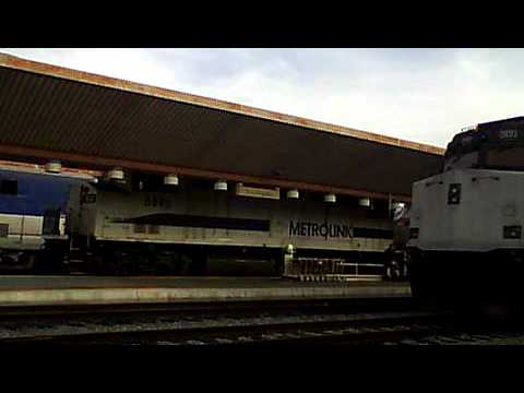 Double Pushers push a Train Into the Union Station. 3-5-12..