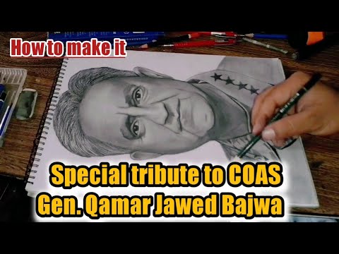 Best Pencil sketch of General Qamar Jawed Bajwa || Pak army best song mere watan || Zargham arts
