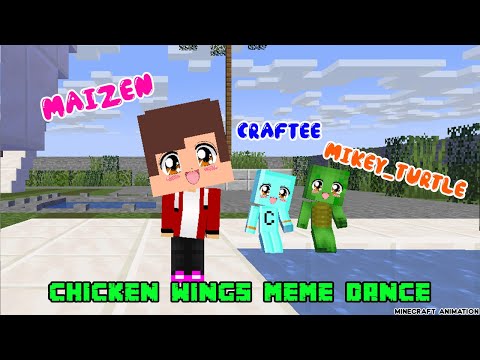 CHICKEN WINGS MEME DANCE X MAIZEN, MIKEY_TURTLE, CRAFTEE -Minecraft Animation