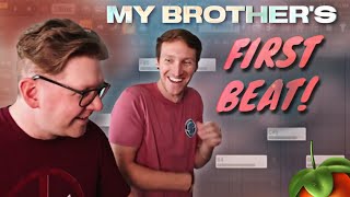 My Brother Makes His VERY FIRST Beat in FL Studio! ☝️🎹