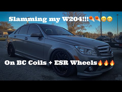 SLAMMING My W204 on BC Coils + ESR Wheels!
