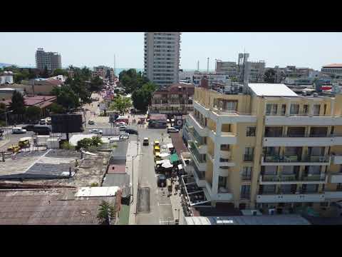 Relaxing  drone flight over Flower Street, Sunny Beach, Bulgaria  July 2022