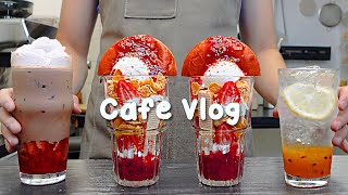 💕트리플 딸기 음료 - 트리플 행복/스페셜 음료🍰지치고 힘들 땐 음료 ASMR로 힐링해요/카페브이로그/Cafe Vlog/ASMR/Tasty Coffee
